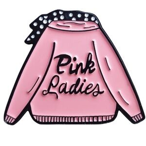 Pink Ladies Enamel Pin, Pink Ladies Pink Jacket and Polkadot Scarf Enamel Pin